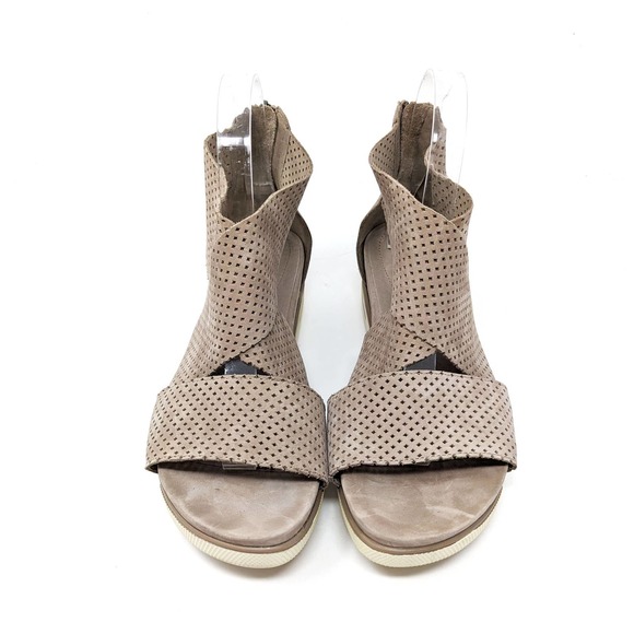 Eileen Fisher Shoes Womens 9 Sport Sandals Leather Zip Ankle Strap Open Toe - Picture 6 of 9